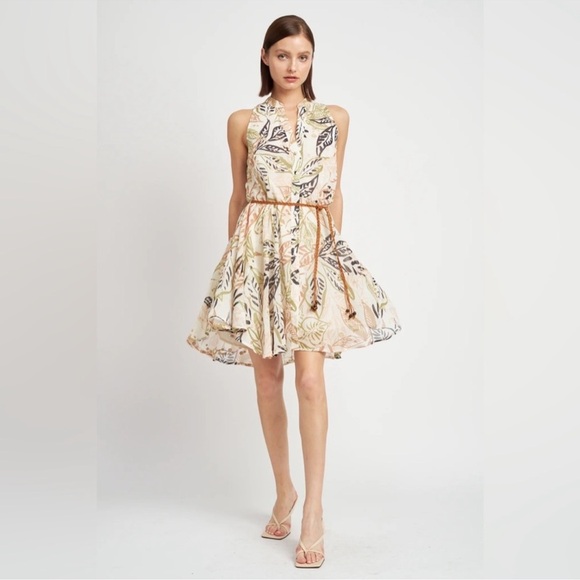 En Saison Nina Tropical Print Mini Dress Large - Picture 2 of 14